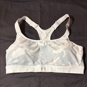 Under Armour White & Light Gray Camo Racerback Sports Bra